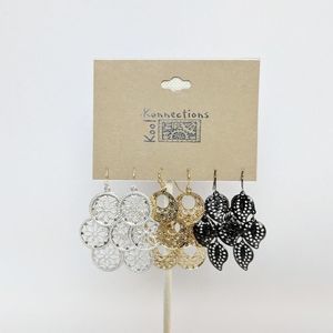 💢3 for $25💢3 Pr Gold Silver Black Earrings